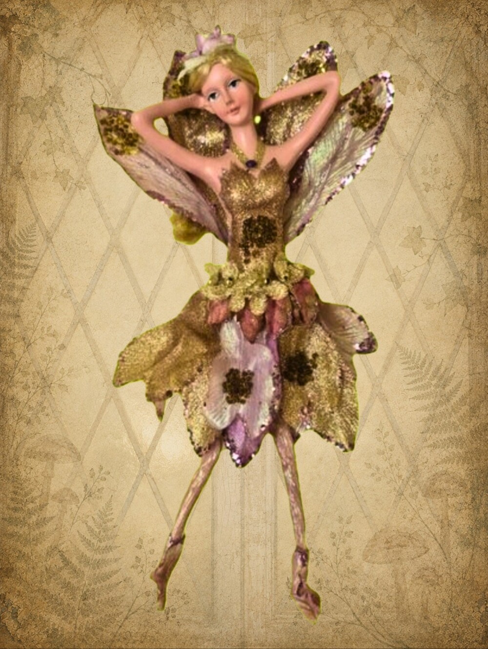 Vintage Pink Flower Fairy Ornament